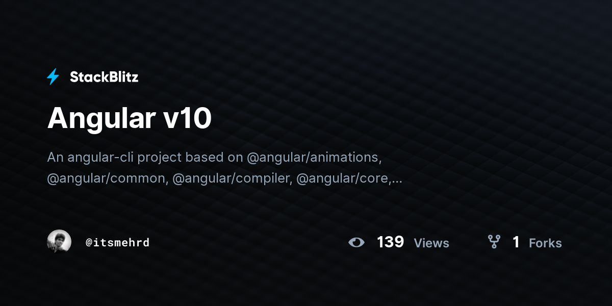 Angular v10 - StackBlitz