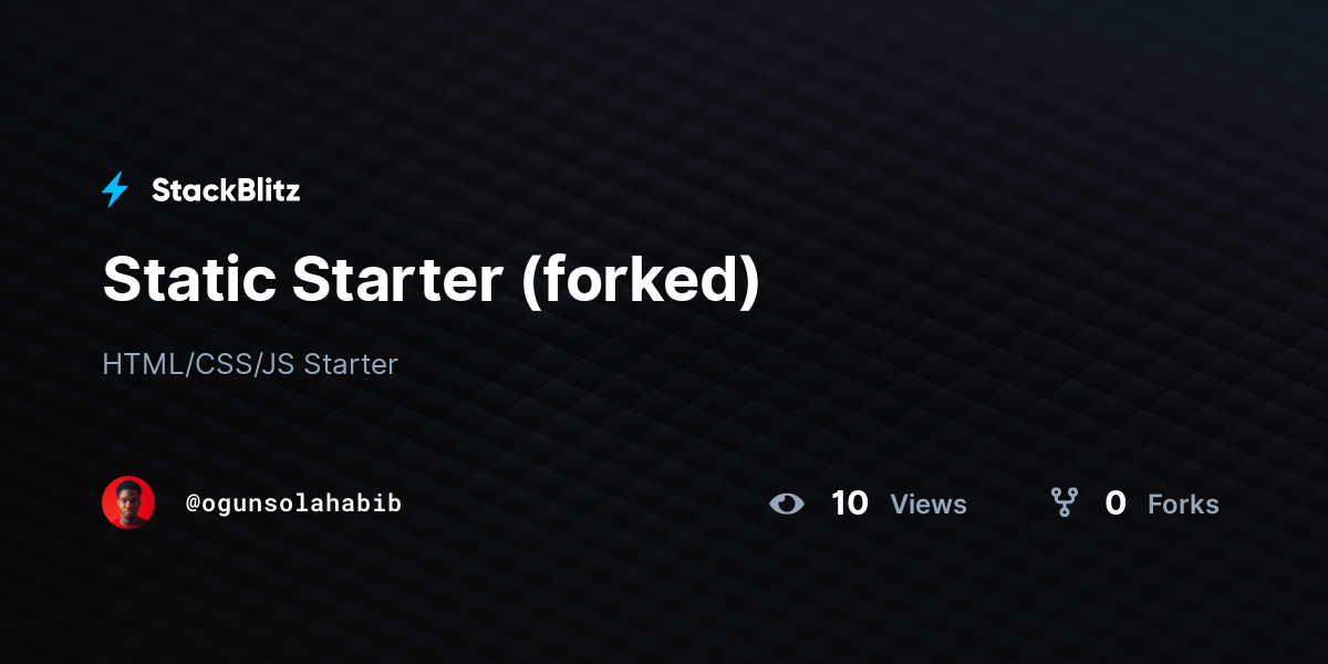 Static starter forked stackblitz