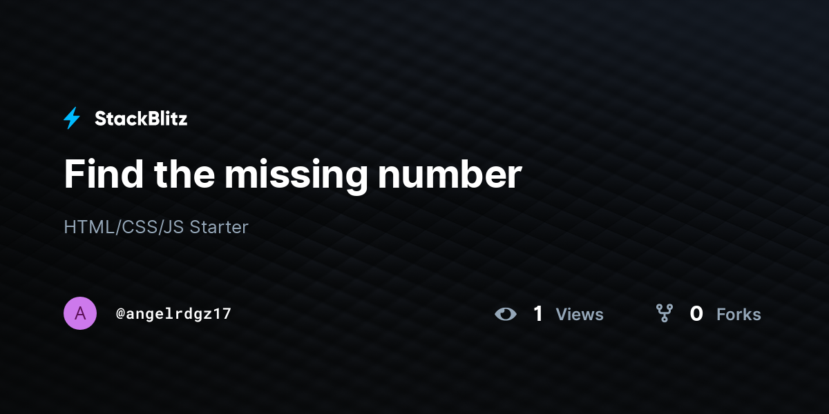 Find the missing number - StackBlitz