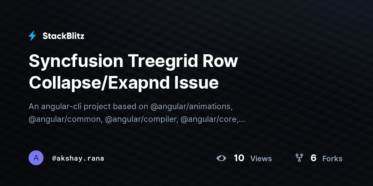 Syncfusion Treegrid Row Collapse/Exapnd Issue - StackBlitz