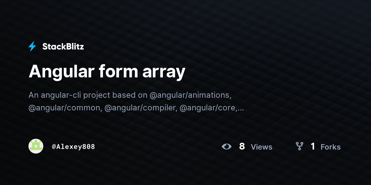 Angular form array stackblitz