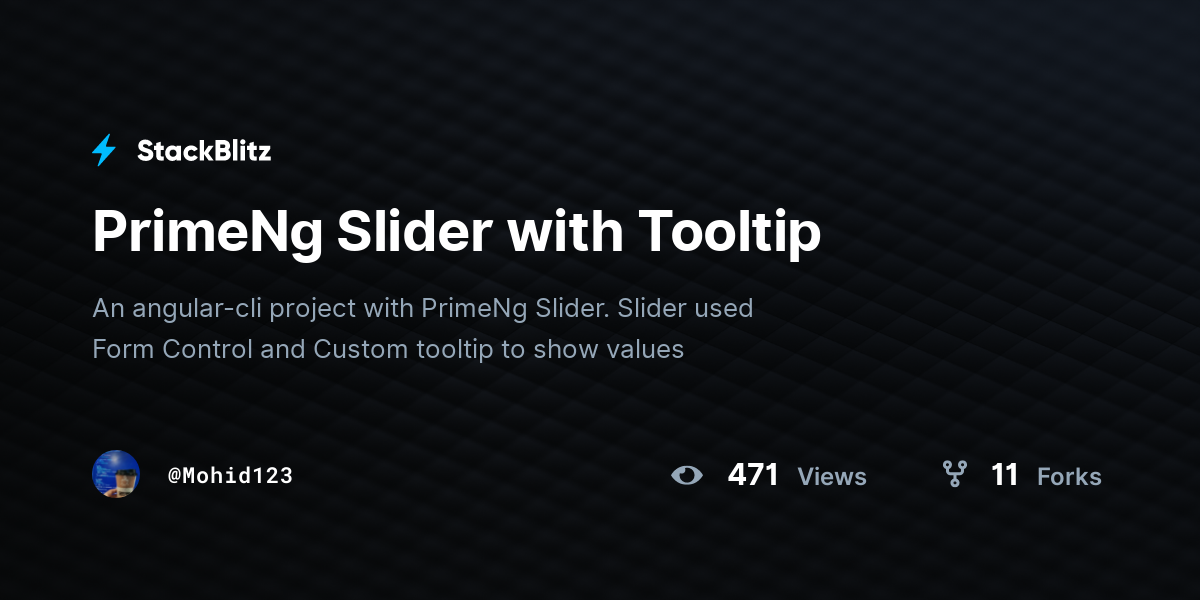 PrimeNg Slider with Tooltip - StackBlitz