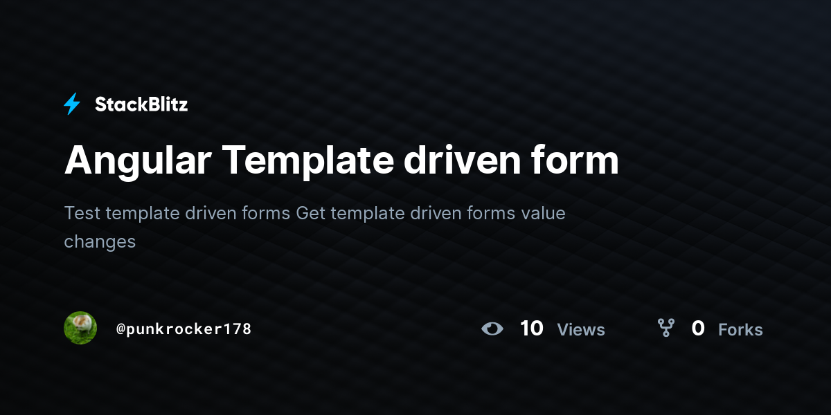 Angular Template driven form - StackBlitz