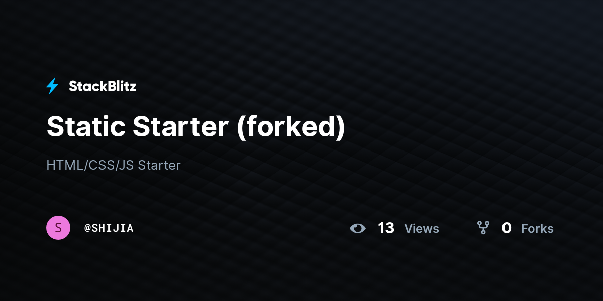 Static Starter (forked) - StackBlitz