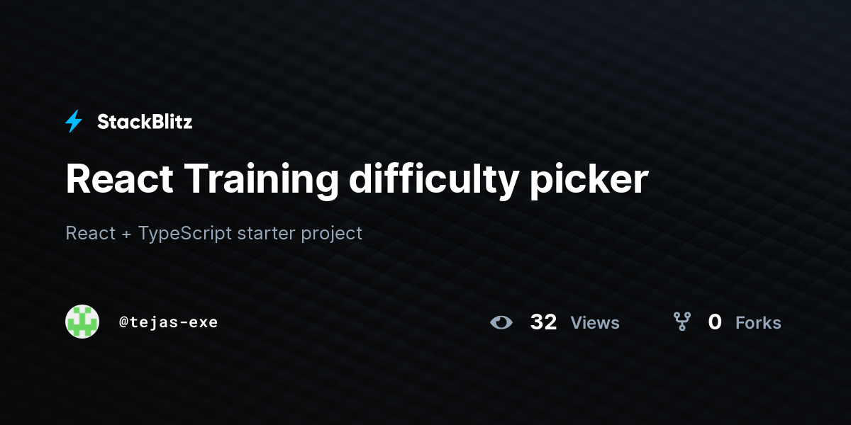 React Training difficulty picker - StackBlitz