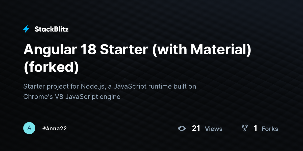 Angular 18 Starter (with Material) (forked) - StackBlitz