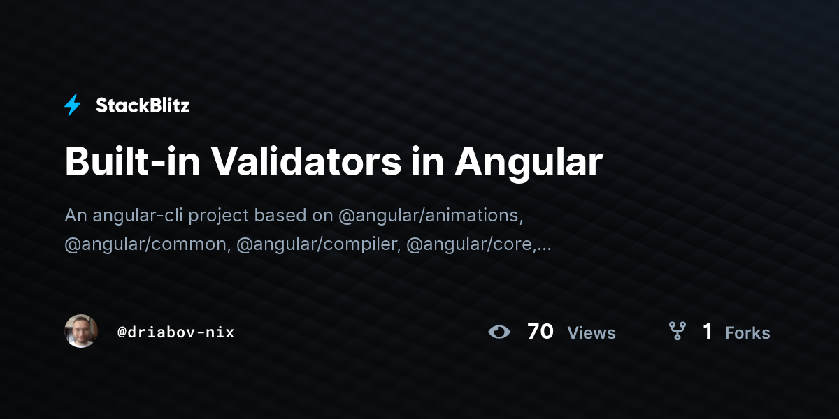 Built-in Validators in Angular - StackBlitz