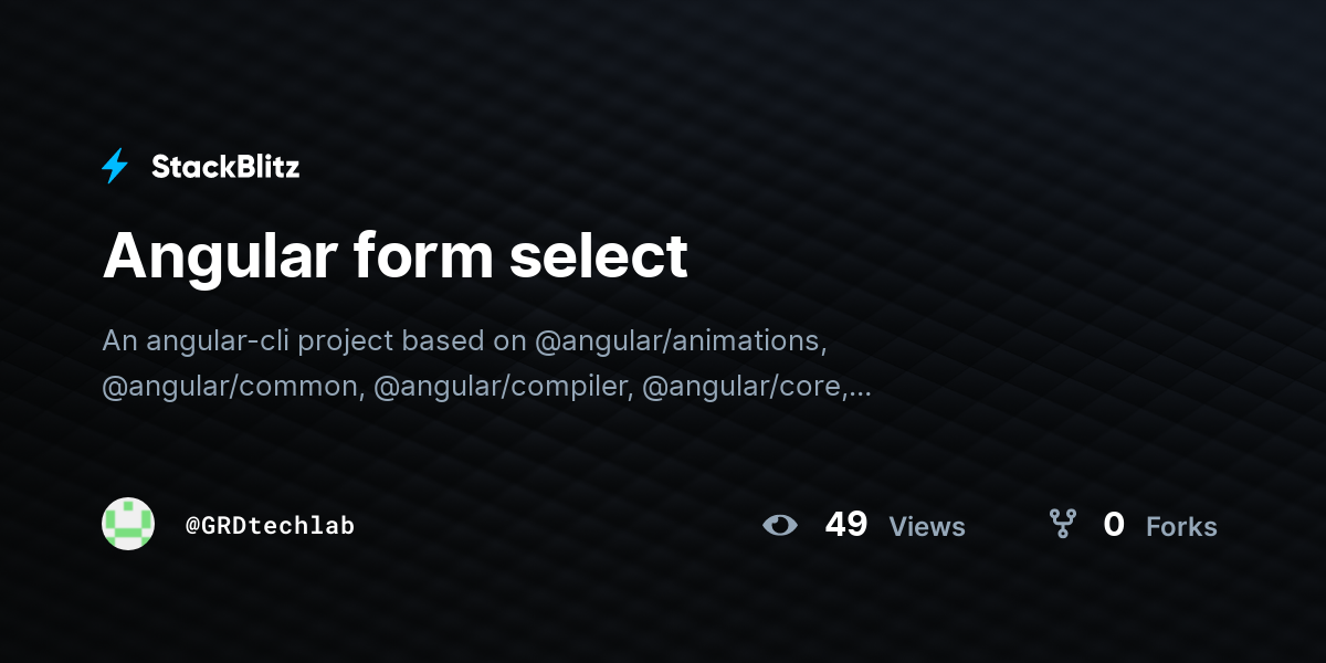 Angular form select - StackBlitz