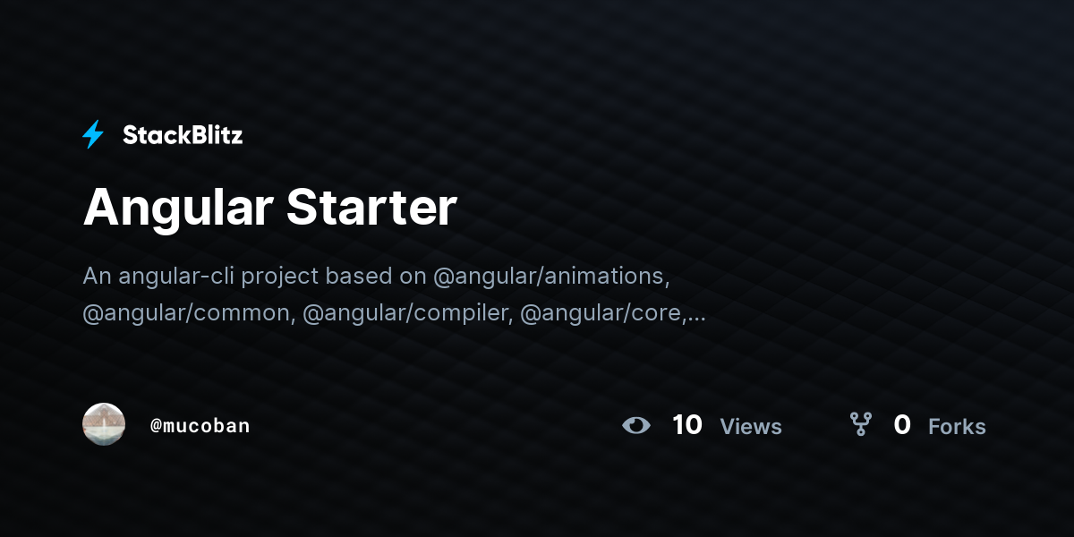 Angular Starter - StackBlitz