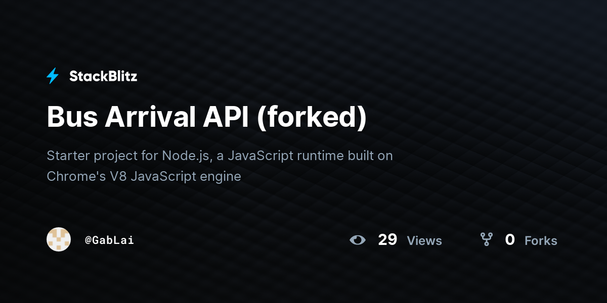 Bus Arrival API (forked) - StackBlitz