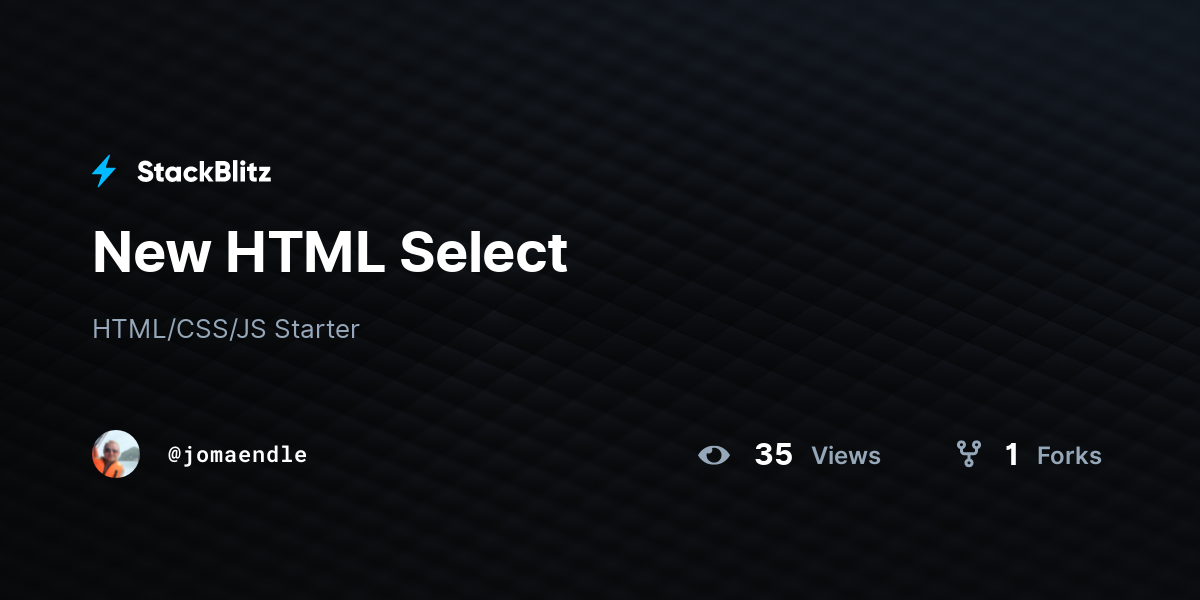 New HTML Select - StackBlitz