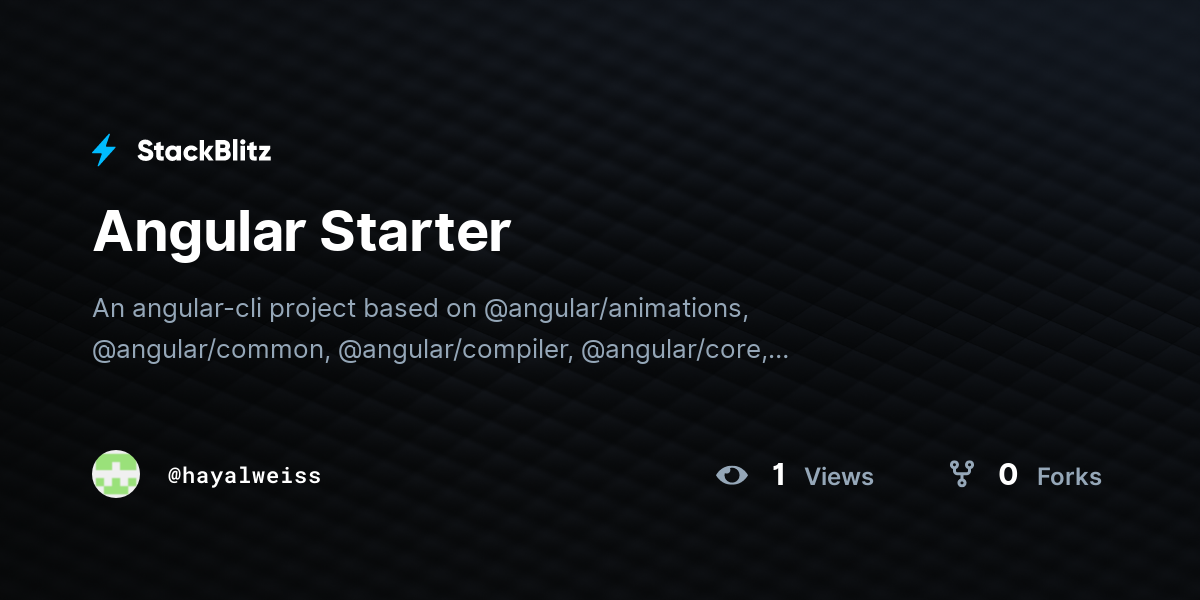 Angular Starter - StackBlitz