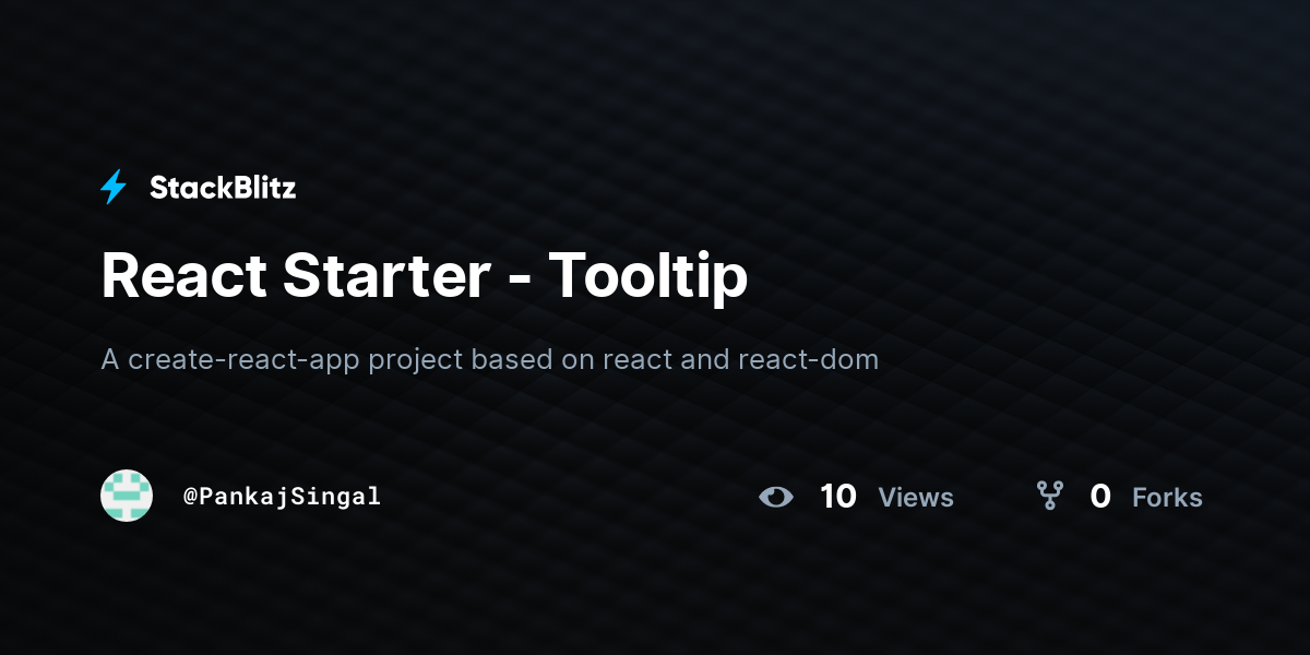 React Starter - Tooltip - StackBlitz