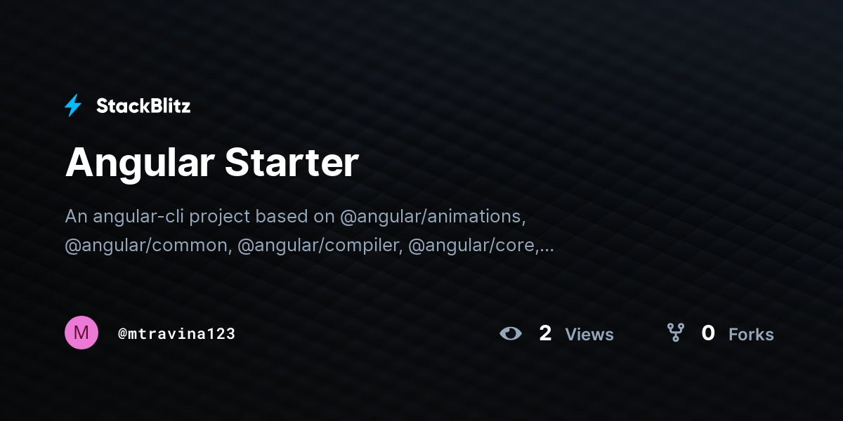 Angular Starter - StackBlitz
