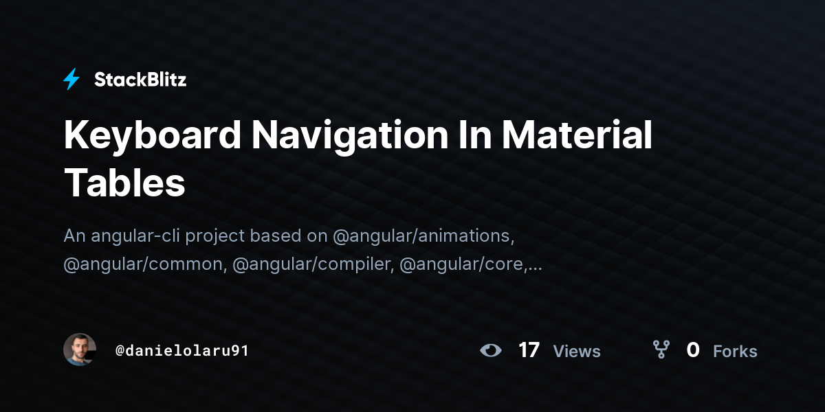 Keyboard Navigation In Material Tables - StackBlitz