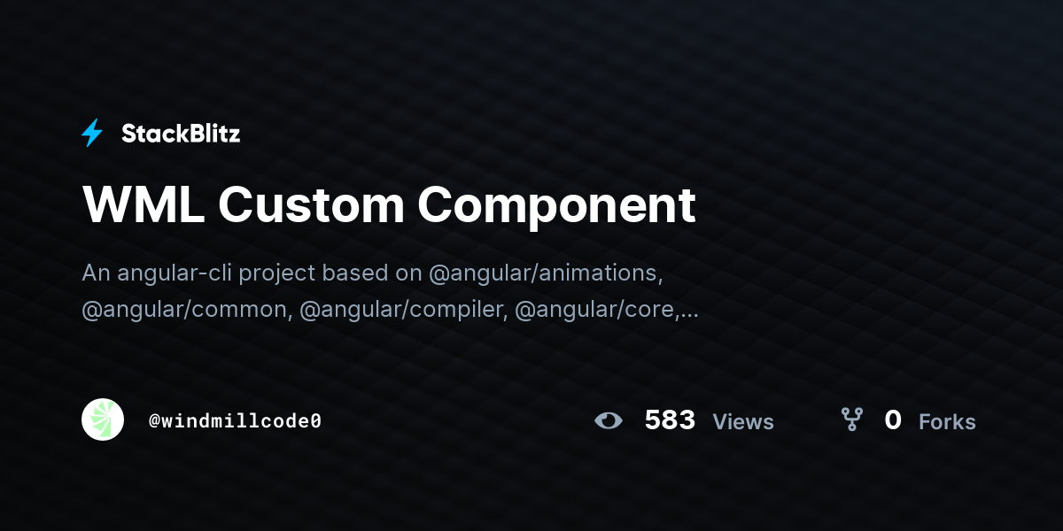 WML Custom Component - StackBlitz