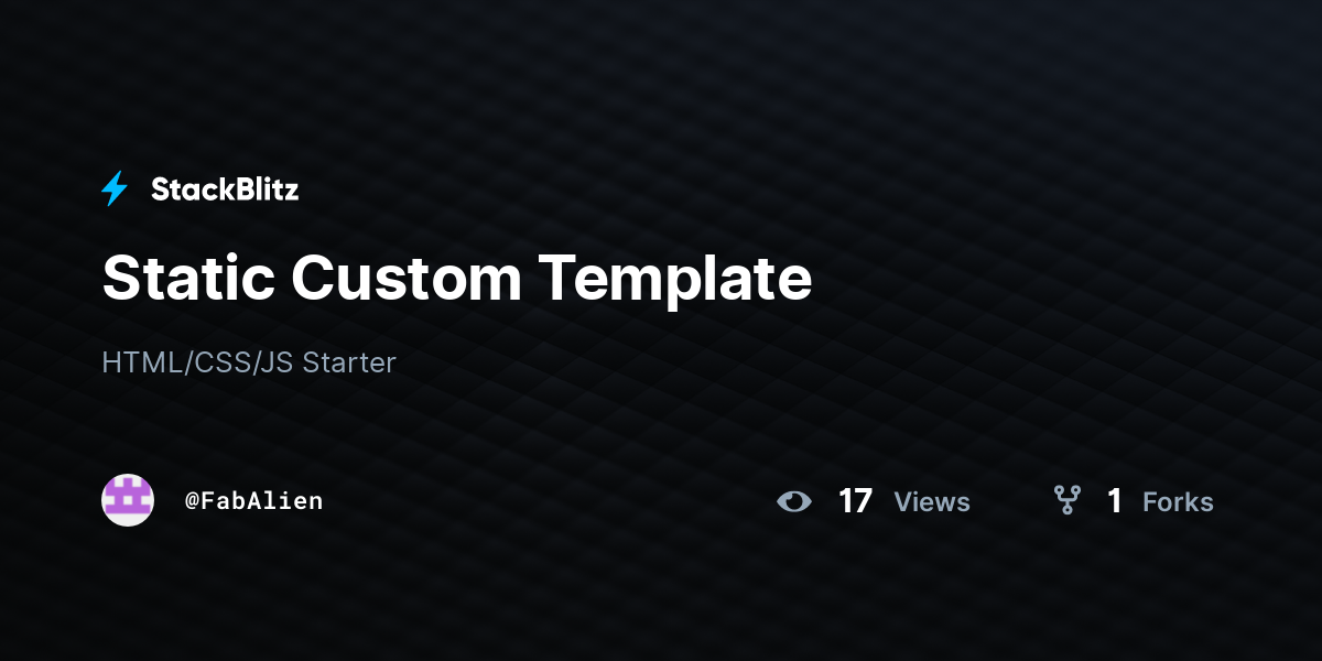 Static Custom Template - StackBlitz