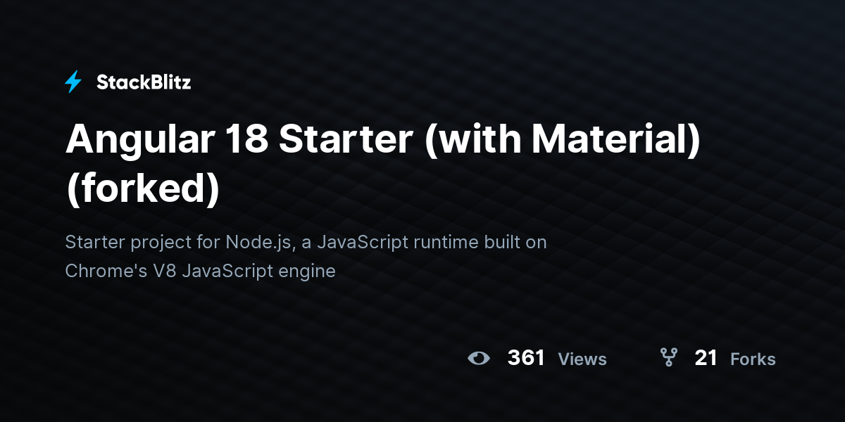 Angular 18 Starter (with Material) (forked) - StackBlitz