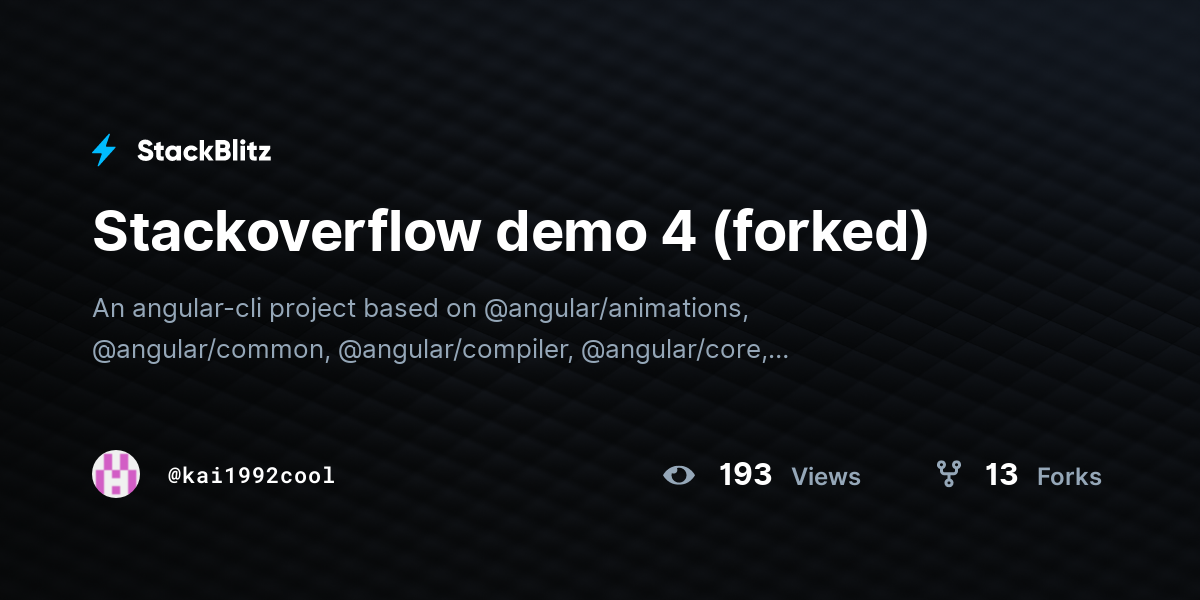 Stackoverflow demo 4 (forked) - StackBlitz