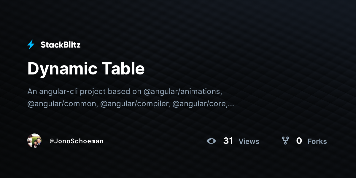 Dynamic Table - StackBlitz