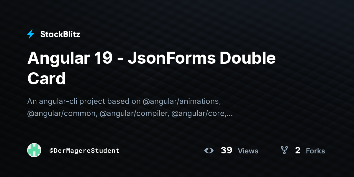 Angular 19 - JsonForms Double Card - StackBlitz
