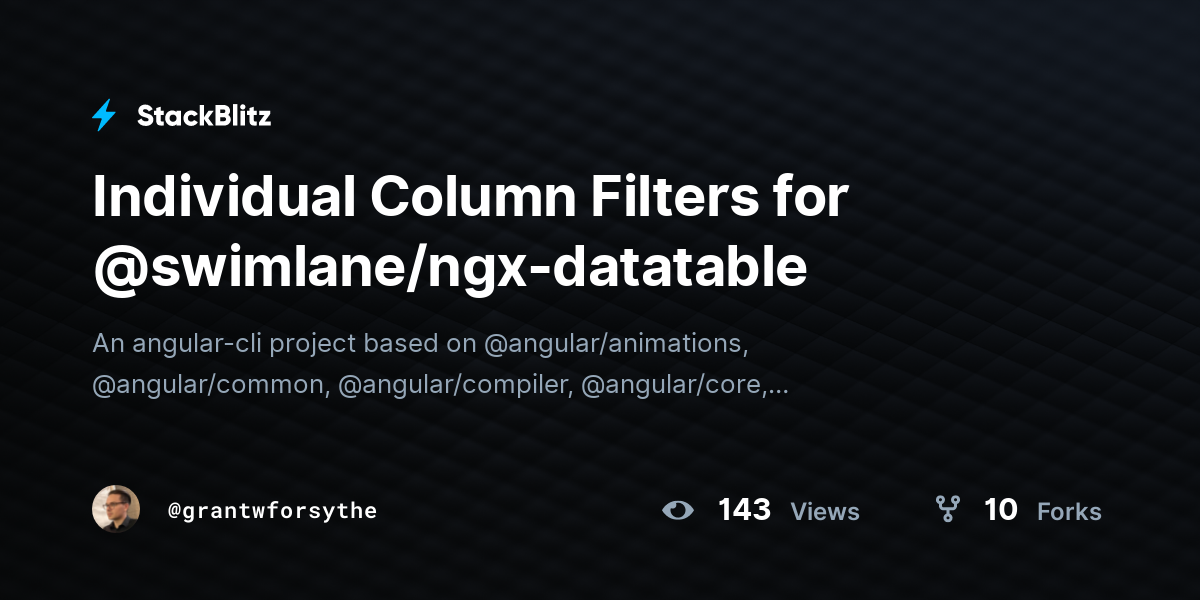 Individual Column Filters for @swimlane/ngx-datatable - StackBlitz