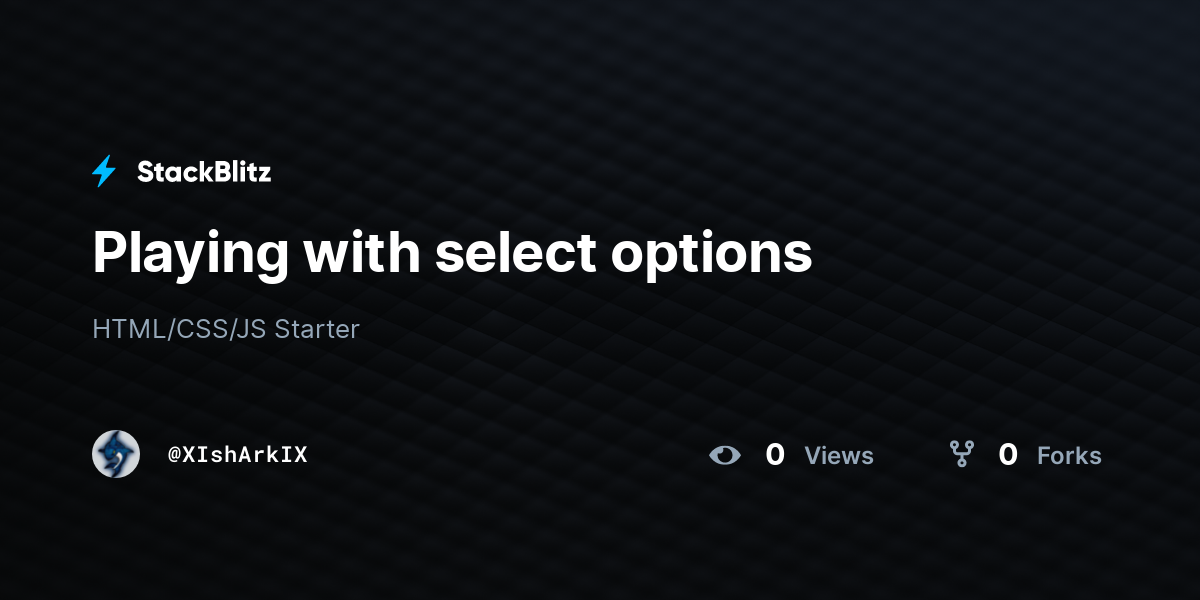 Playing with select options - StackBlitz