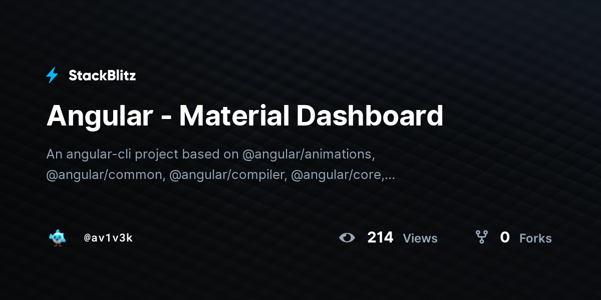 Angular - Material Dashboard - StackBlitz