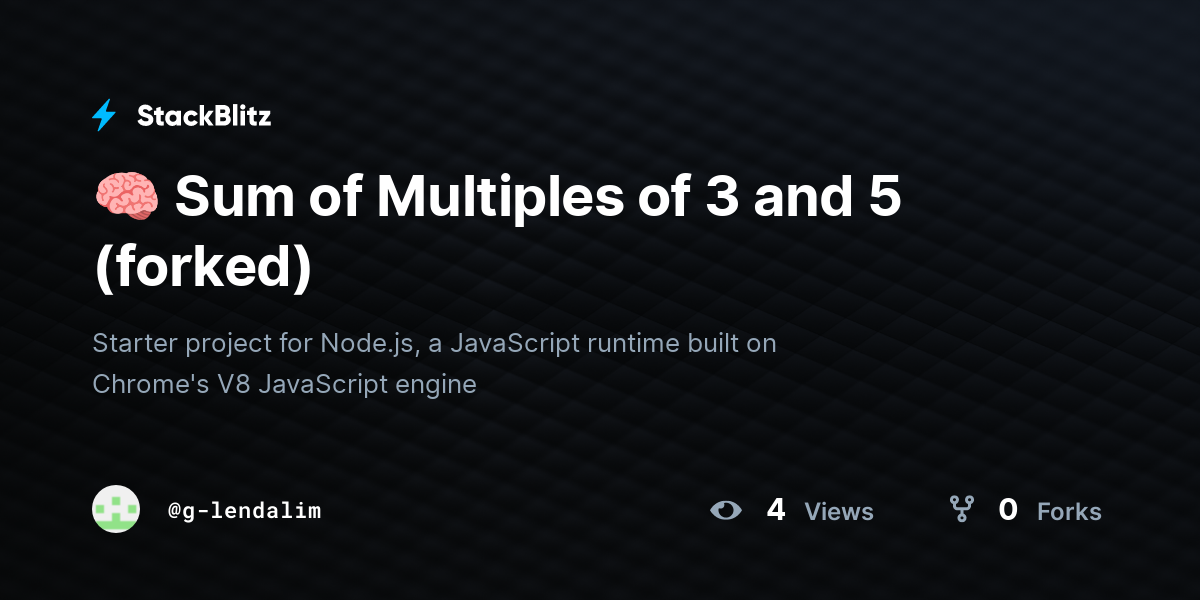 🧠 Sum of Multiples of 3 and 5 (forked) - StackBlitz