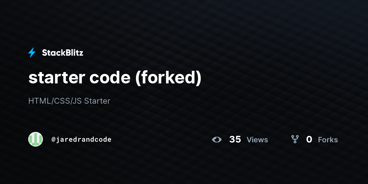 starter code (forked) - StackBlitz