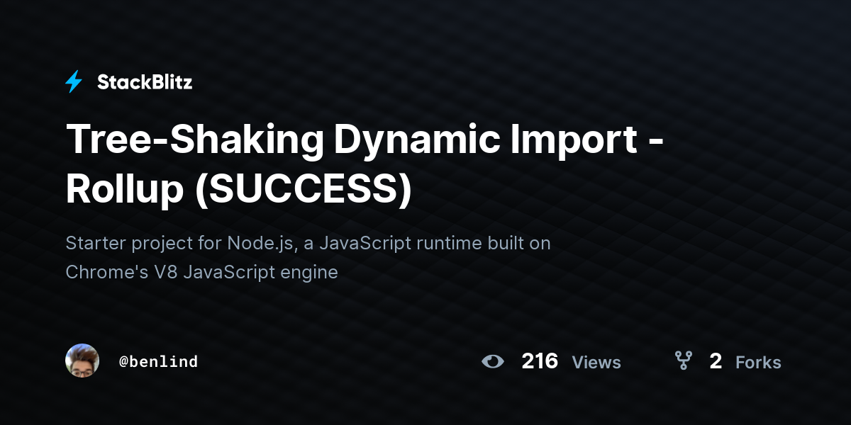Tree-Shaking Dynamic Import - Rollup (SUCCESS) - StackBlitz