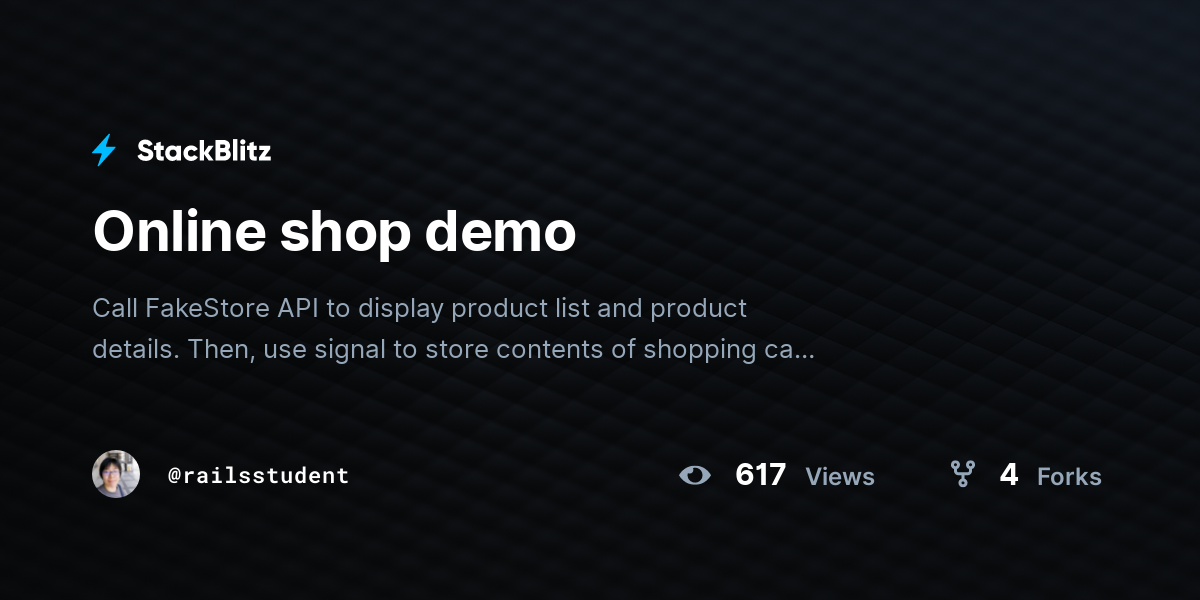 Online shop demo - StackBlitz