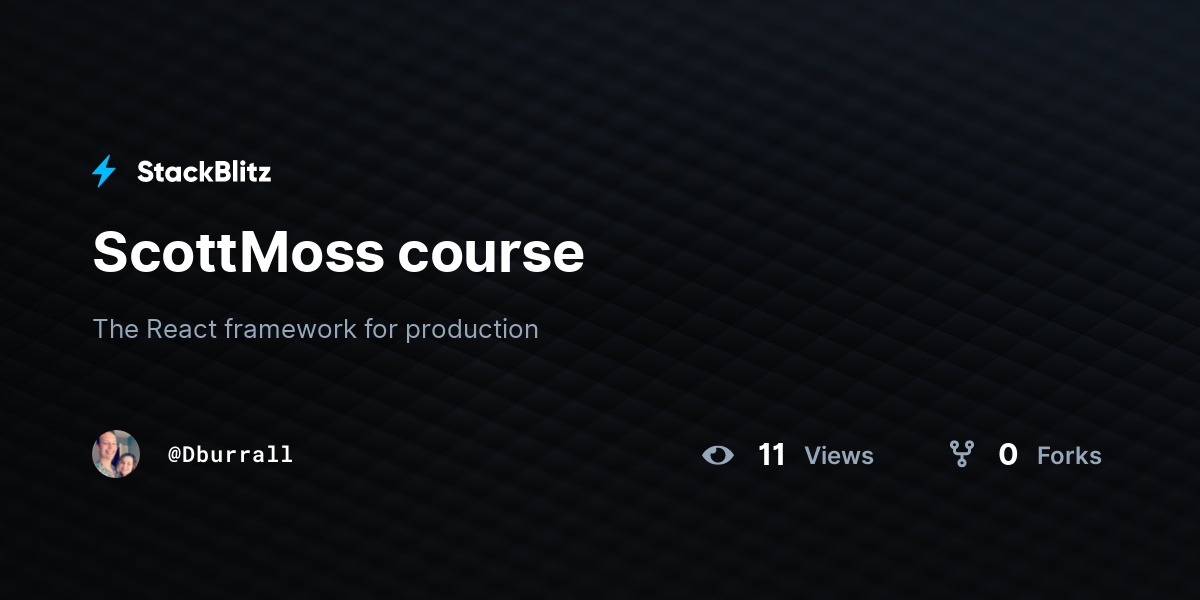 ScottMoss course - StackBlitz