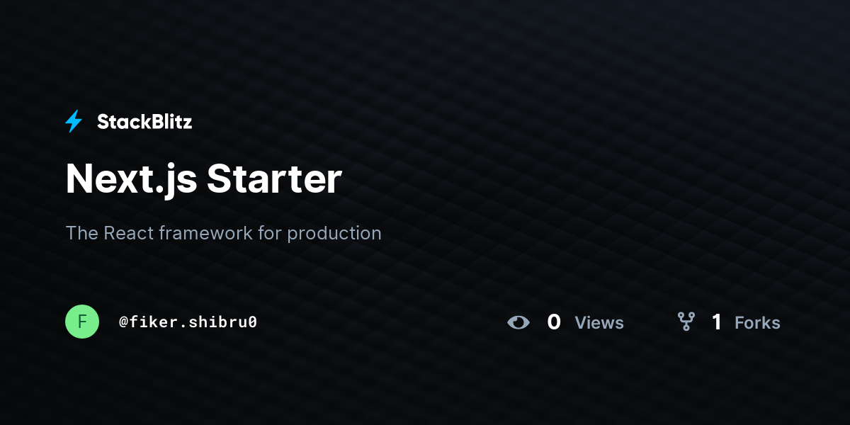 Next.js Starter - StackBlitz