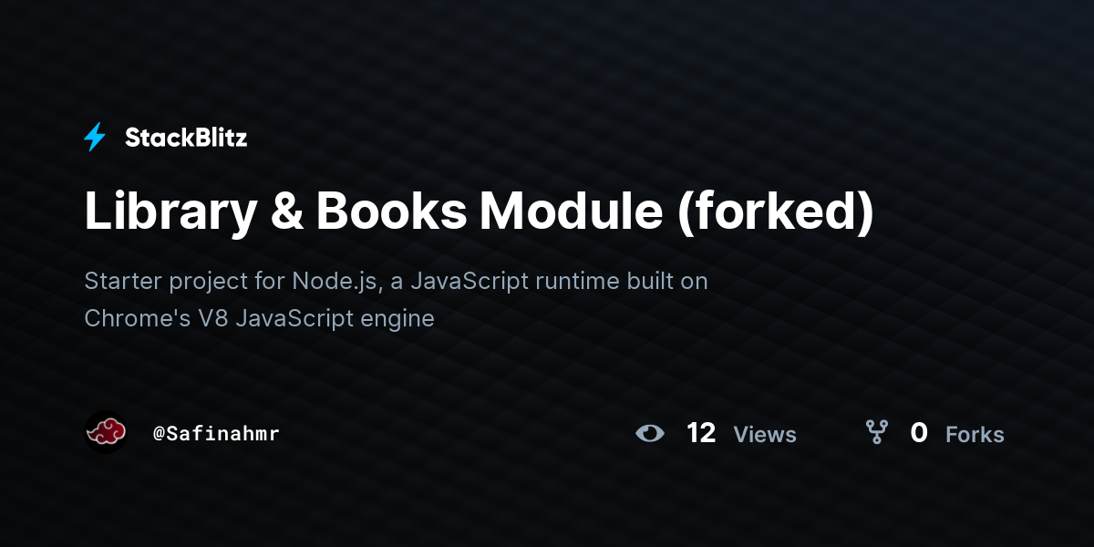 Library & Books Module (forked) - StackBlitz