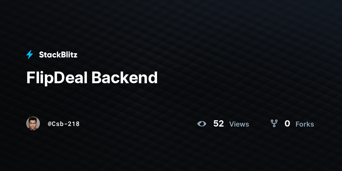 FlipDeal Backend - StackBlitz