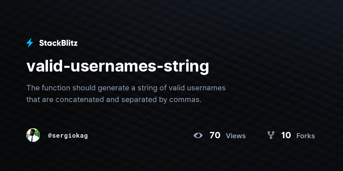 valid-usernames-string - StackBlitz