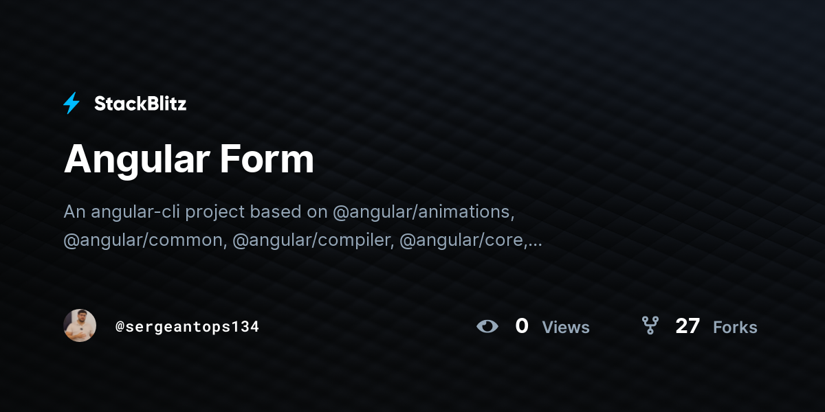 Angular Form - StackBlitz