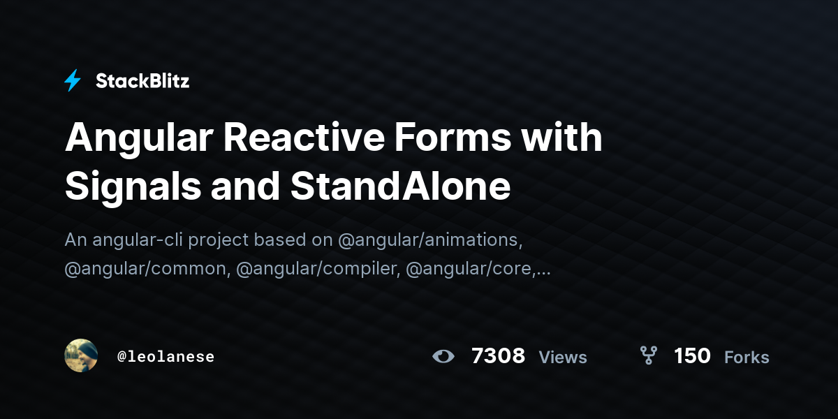 Angular Reactive Forms with Signals and StandAlone - StackBlitz
