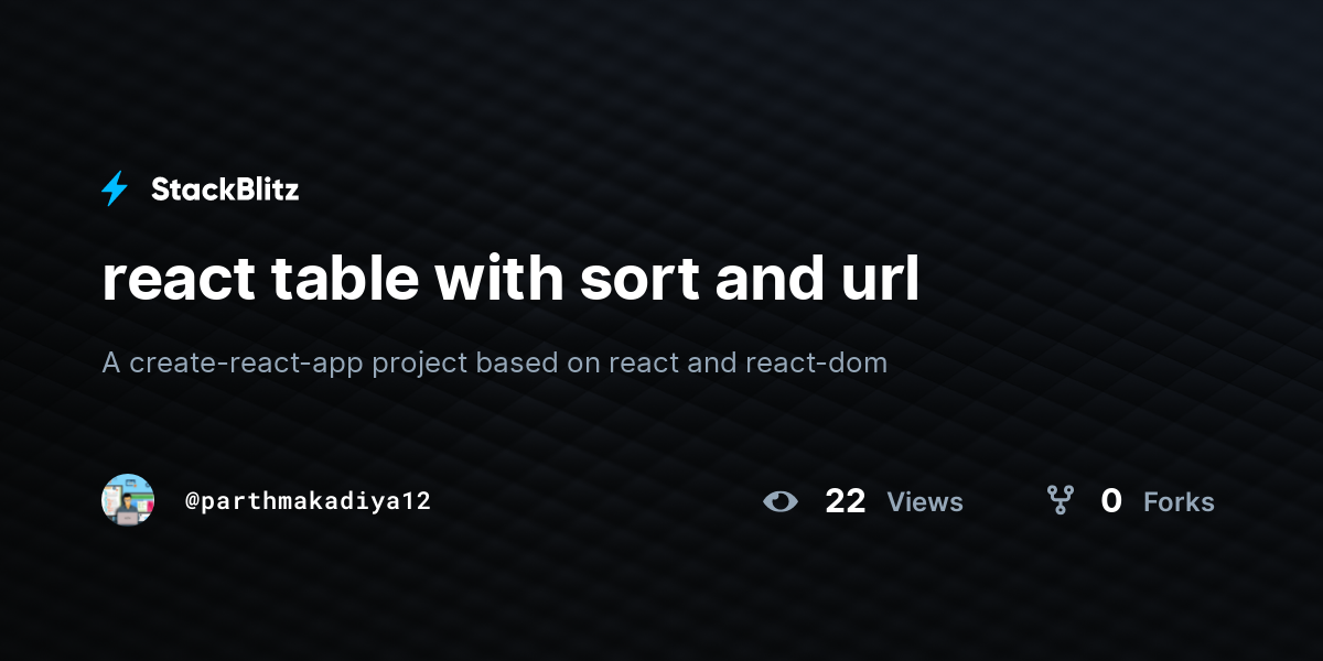 react table with sort and url - StackBlitz