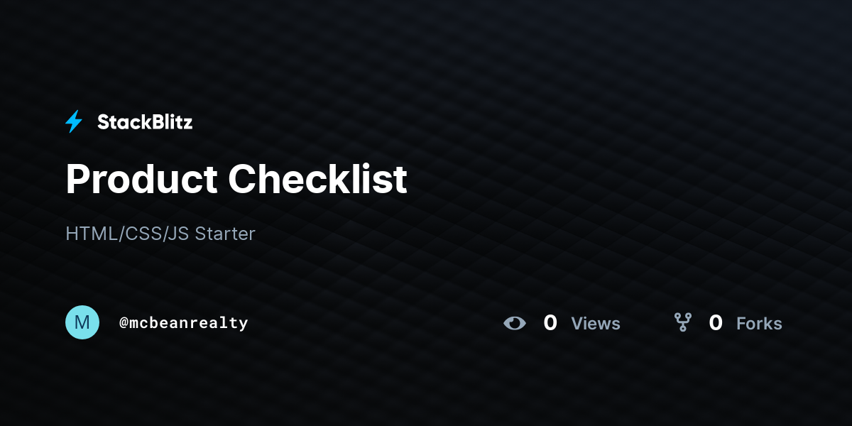 Product Checklist - StackBlitz