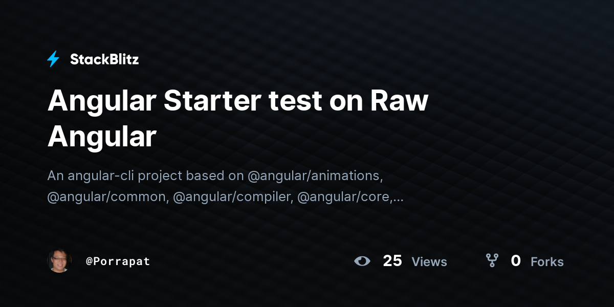 Angular Starter test on Raw Angular - StackBlitz