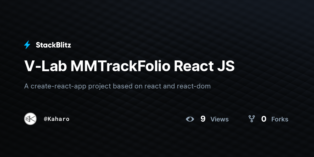 V-Lab MMTrackFolio React JS - StackBlitz