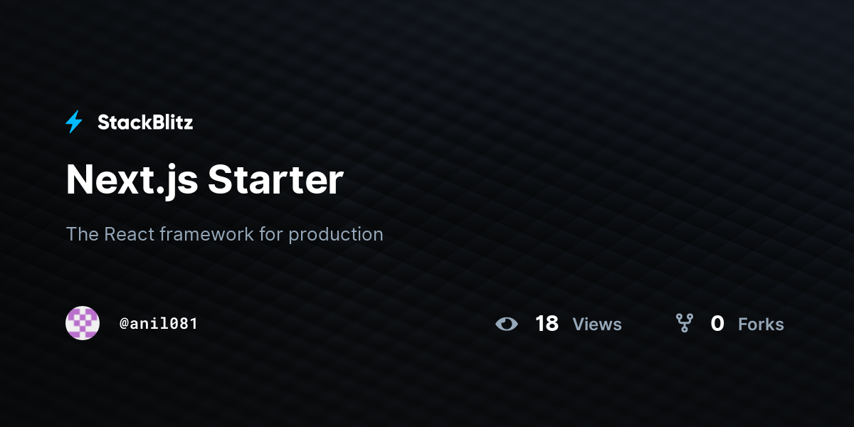 Next.js Starter - StackBlitz
