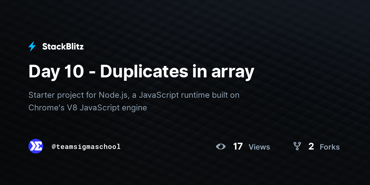 Day 10 Duplicates In Array Stackblitz