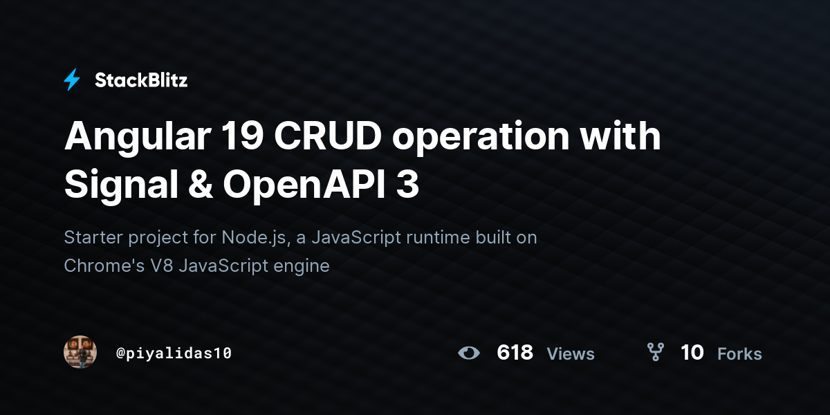 Angular 19 CRUD operation with Signal & OpenAPI 3 - StackBlitz