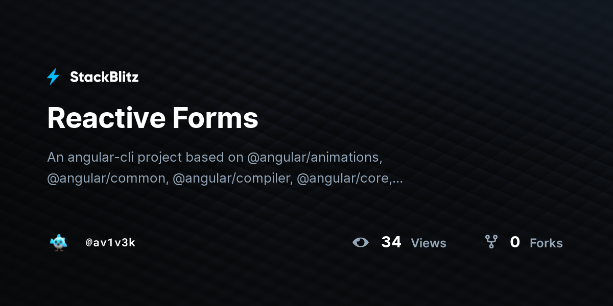 Reactive Forms - StackBlitz