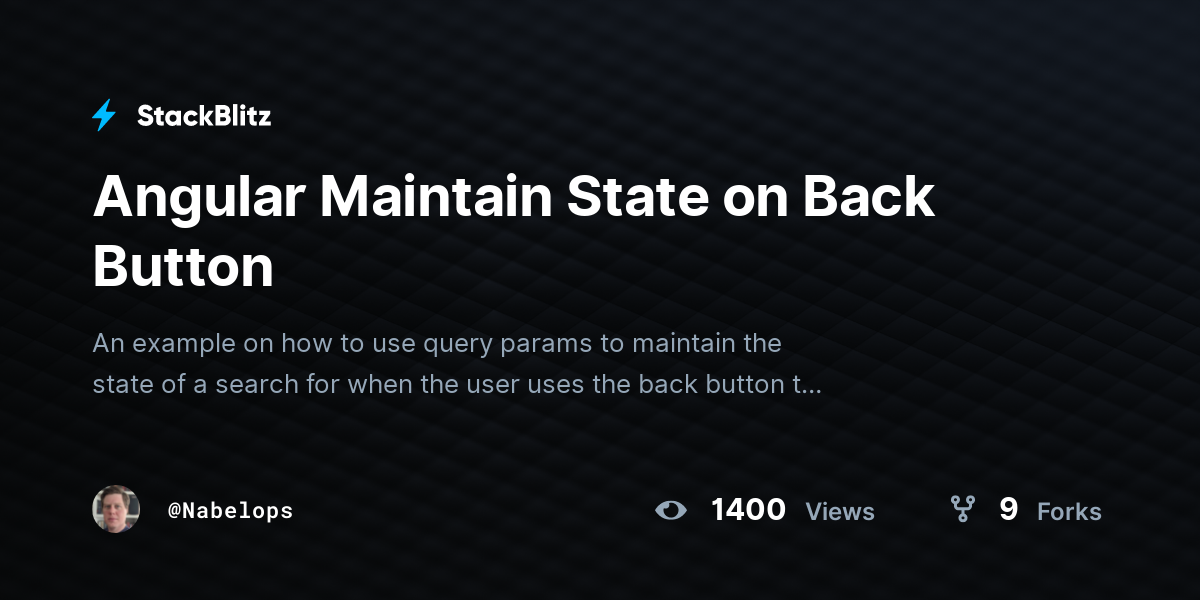 Angular Maintain State on Back Button - StackBlitz