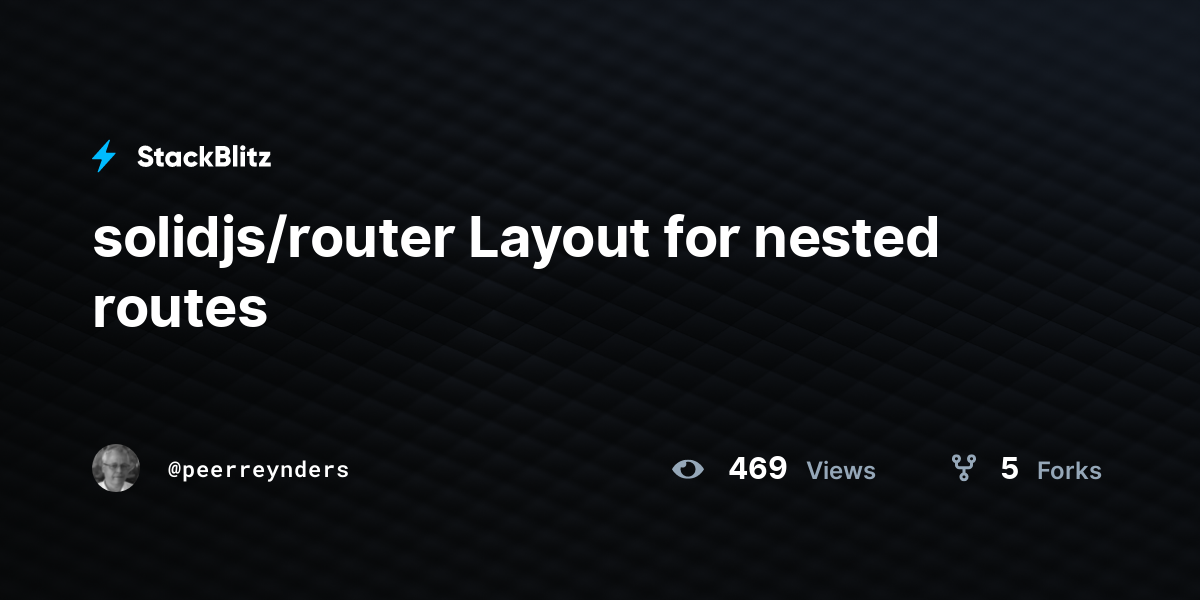 solidjs/router Layout for nested routes - StackBlitz