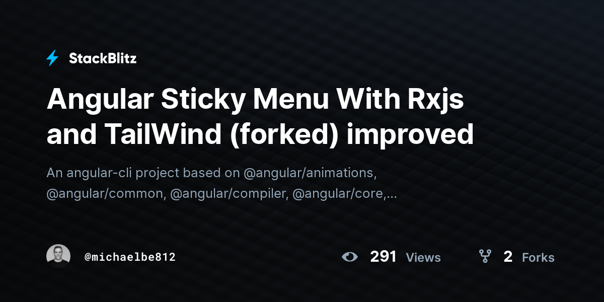 Angular Sticky Menu With Rxjs and TailWind (forked) improved - StackBlitz